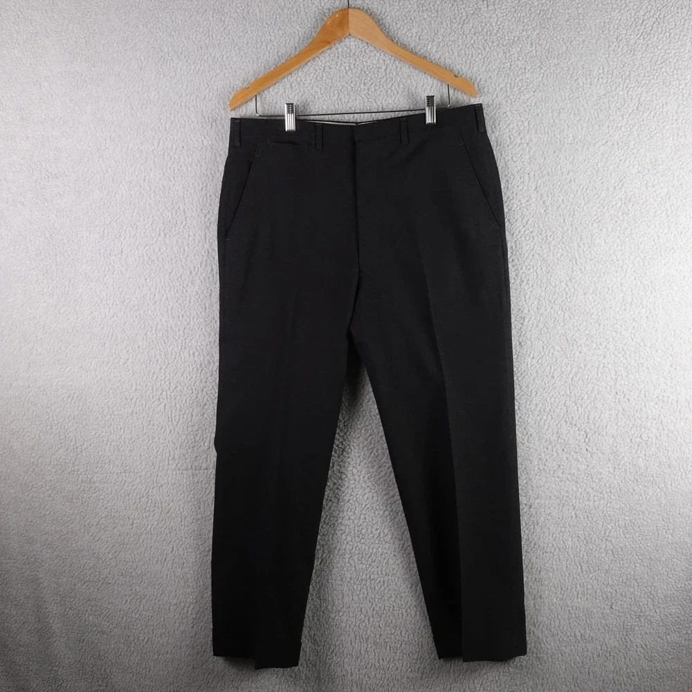 Brooks Brothers Makers Mens Black 100% Wool‎ Dress Pants Trousers 37x29 USA Made